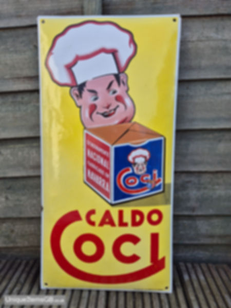 Genuine Circa 1930 CALDO COCI Enamel Sign Advertising 20" x 10"