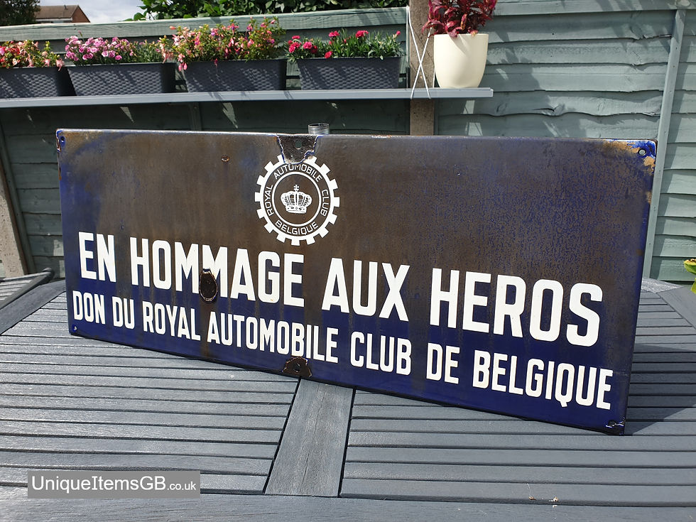 Thumbnail: Early Royal Automobile Club of Belgium (RACB) Enamel Sign 101 x 40cm