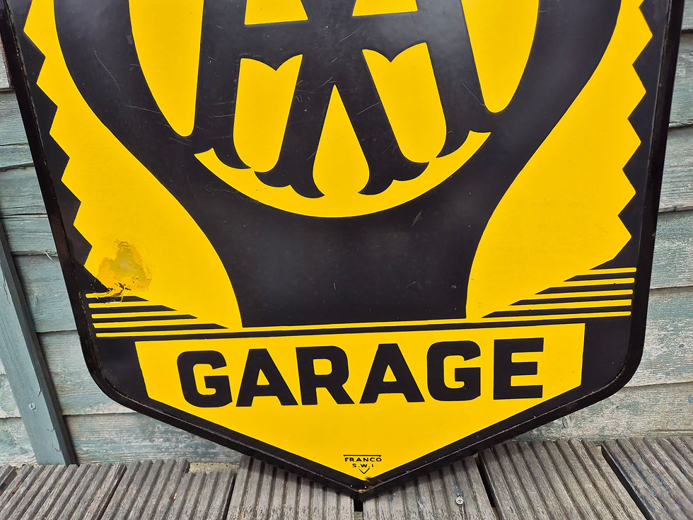 Thumbnail: Genuine Double Sided AA GARAGE by FRANCO S.W.1 Enamel Sign Automobilia 31" x 22"