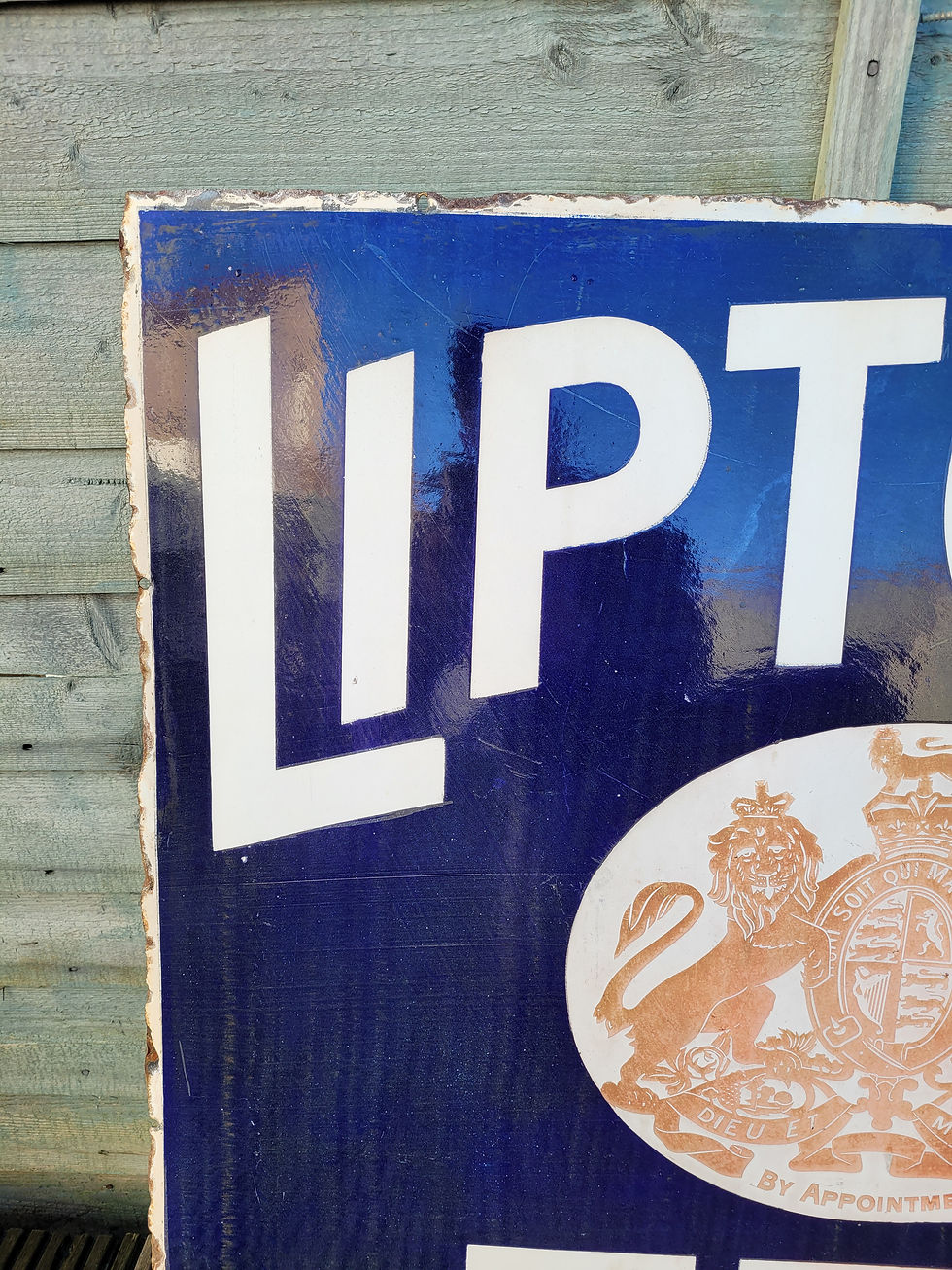 Thumbnail: Early Liptons Tea Enamel Sign Advertising Sign LARGE 32" x 27"