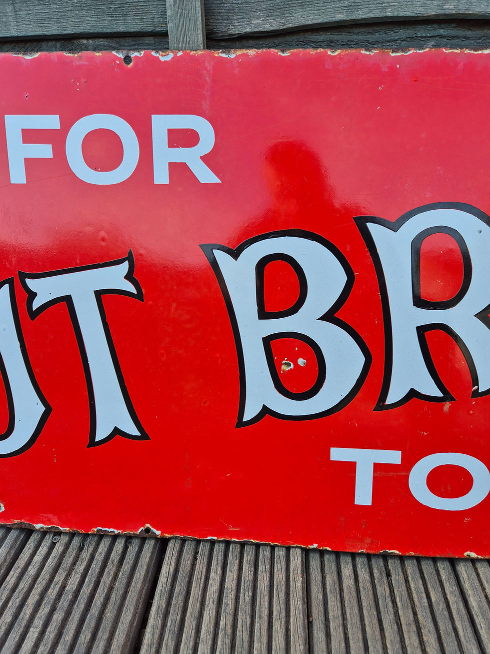 Thumbnail: Genuine Early NUT BROWN Enamel Sign Advertising Sign 48" x 18"