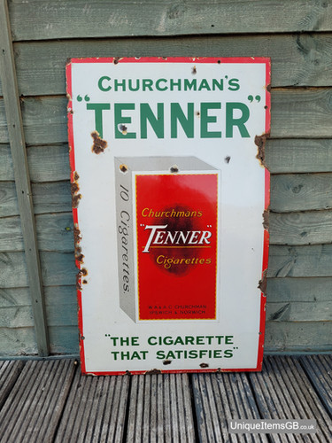 Churchmans Sign Genuine Churchman's Tenner Cigarettes Enamel Sign Advertising Sign 30 ...