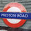 Thumbnail: Early London Underground PRESTON ROAD 60" Roundel Enamel Sign Brass Bronze Frame