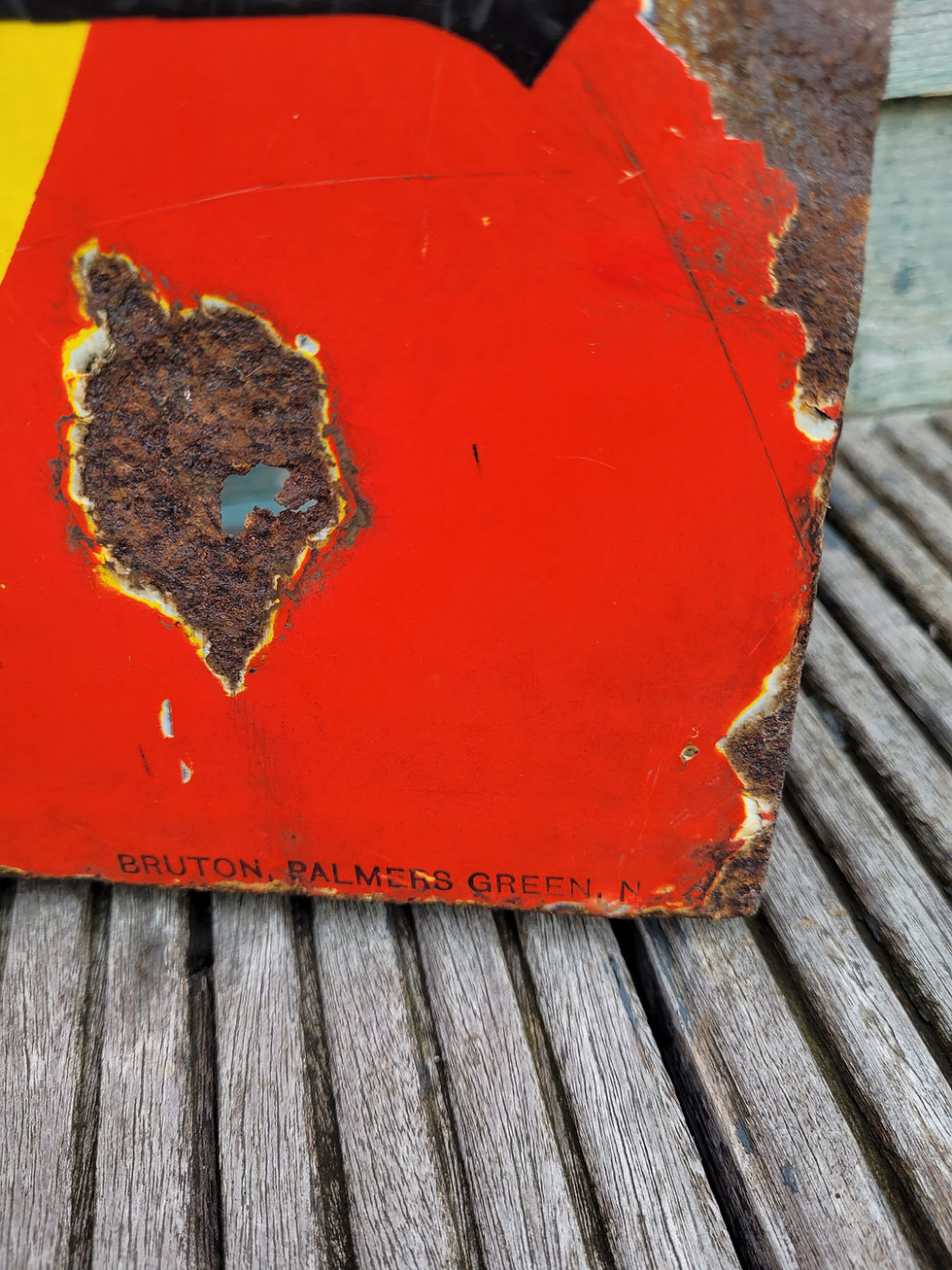 Thumbnail: 1920's Flange Double Sided CASTROL WAKEFIELD Motor Oil Enamel Sign 20" x 16"