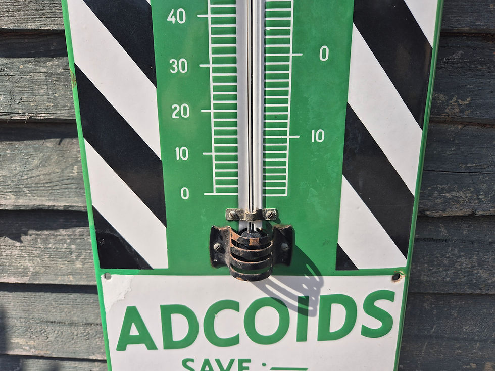 Thumbnail: Early Genuine DUCKHAMS ADCOIDS Thermometer Enamel Sign 45" x 11"