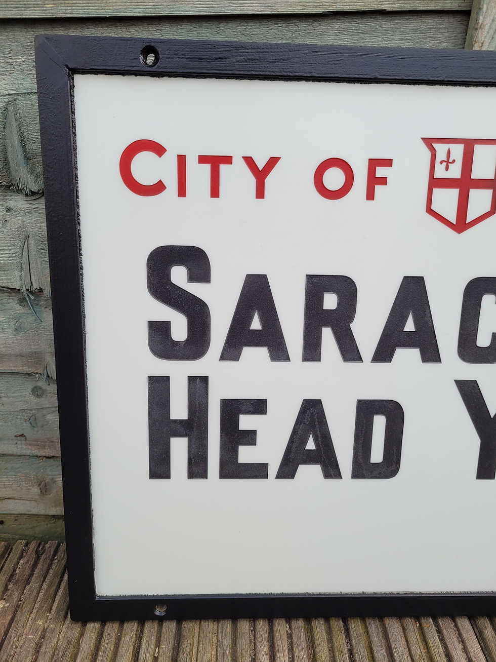Thumbnail: Genuine 1910's City of London Saracen's Head Yard E.C.3. Opal Glass Street Sign