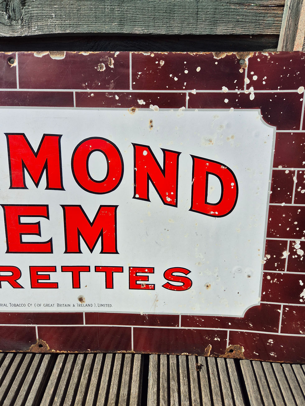 Thumbnail: Original Early RICHMOND GEM CIGARETTES Enamel Sign Advertising LARGE 60" x 18"