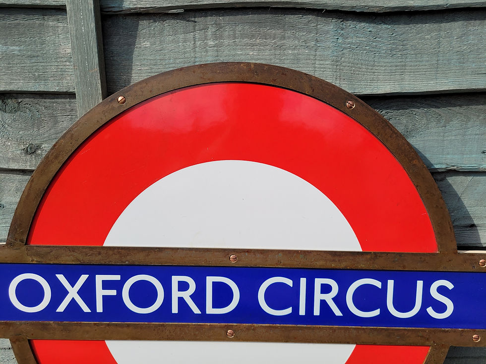 Thumbnail: London Underground OXFORD CIRCUS 24" Roundel Enamel Sign with Bronze Frame