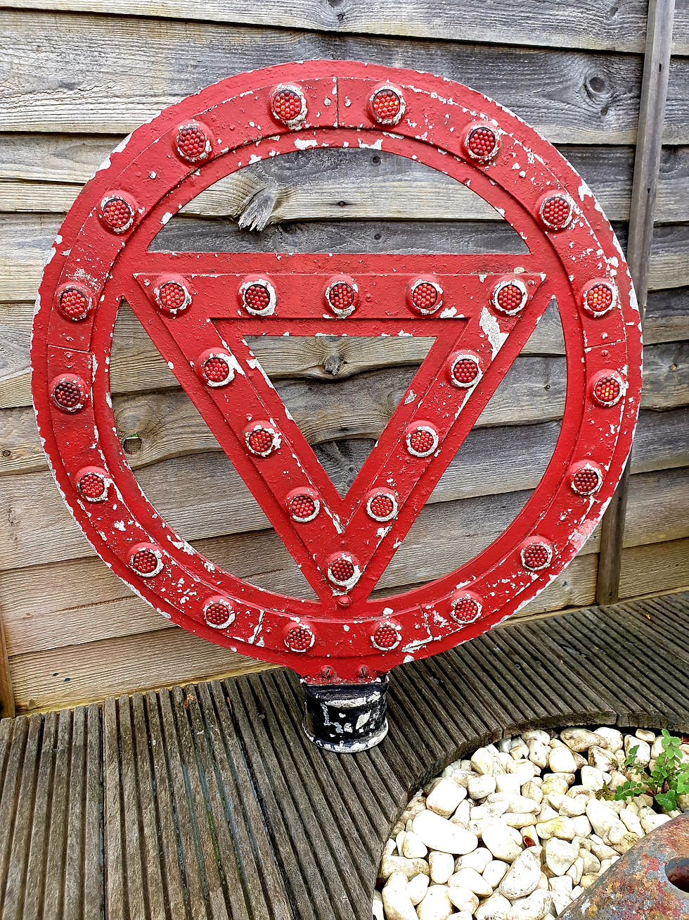 Thumbnail: Pre-Warboys Road Sign by ROYAL LABEL FACTORY with glass reflectors and bracket
