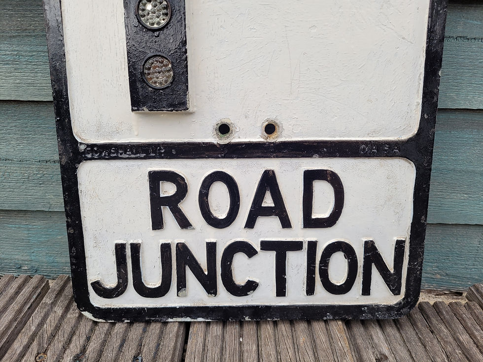Thumbnail: Pre-Warboys ROAD JUNCTION Road Signwith glass reflectors by GOWSHALL 21" x 12"