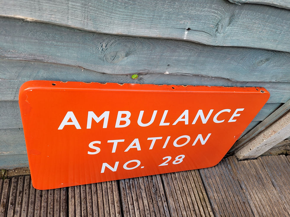 Thumbnail: Early RARE British Railway (NE) AMBULANCE STATION No.28 Enamel Sign 24" x 14"