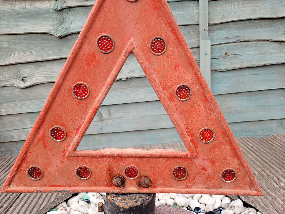Thumbnail: Pre-Warboys Triangle Warning Road Sign with Red Glass Reflectors 18" x 18.5"