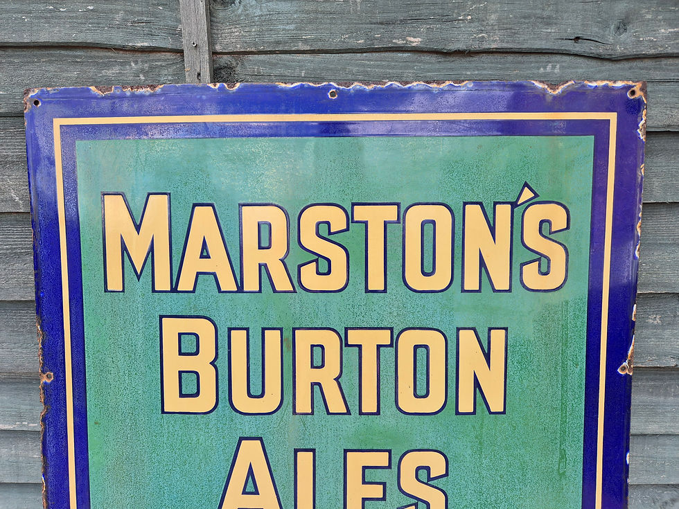 Thumbnail: Early Genuine JOB LOT OFF 3 MARTON'S BURTON ALES Enamel Signs