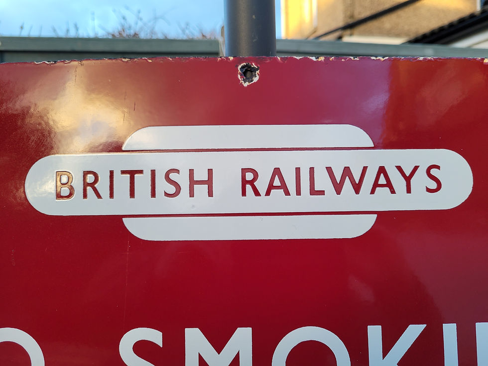 Thumbnail: Original British Railway Totem NO SMOKING Enamel Sign 24" x 12"