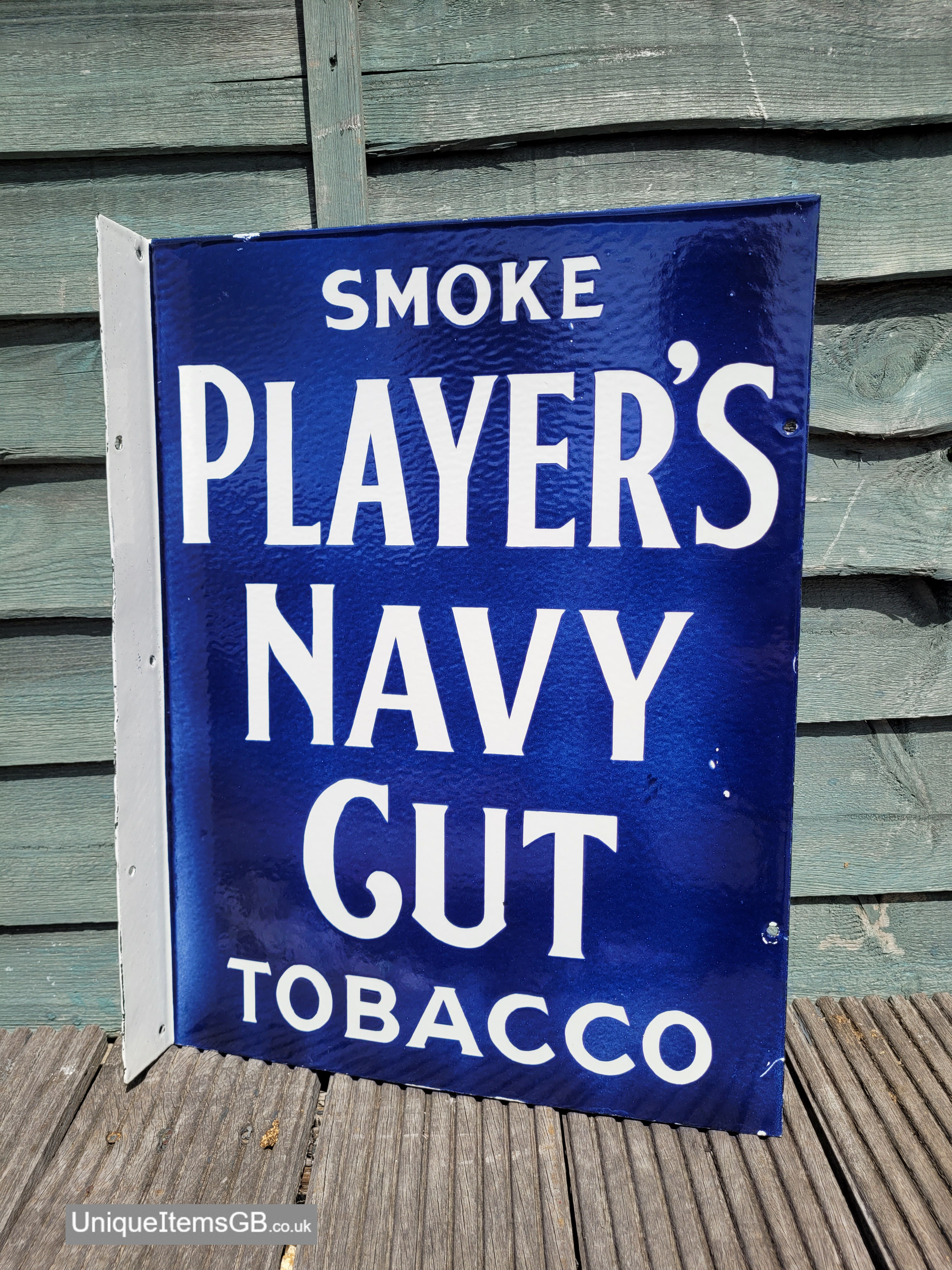 Flange Double Sided Smoke Player's Navy Cut Tobacco Enamel Sign 20" x 15"