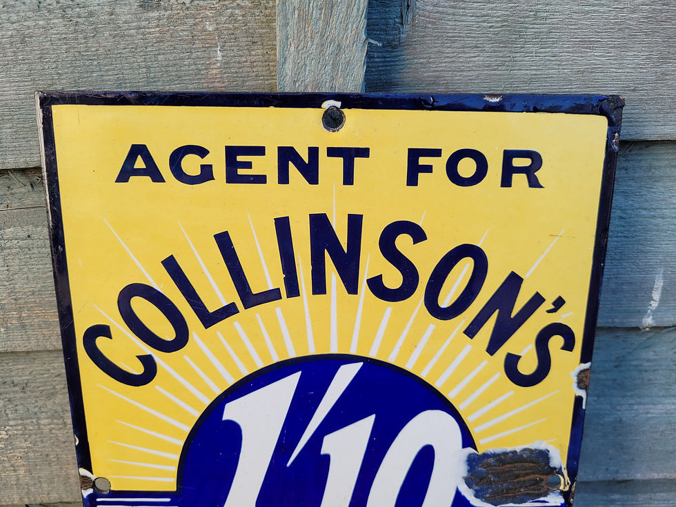 Thumbnail: Genuine Early Agent For Collinson 1/10s Tea enamel sign 12" x 8"
