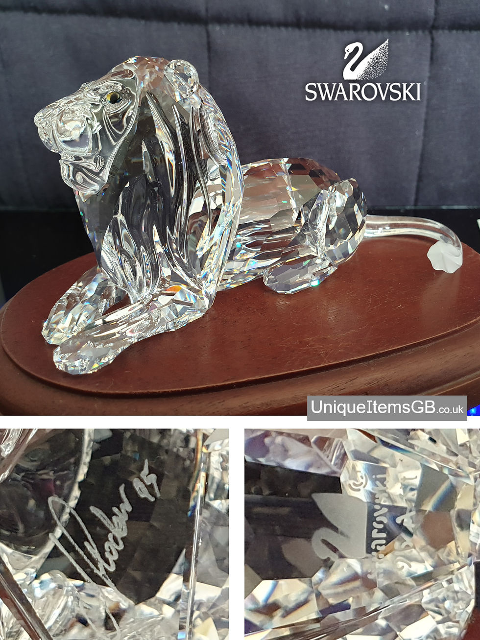 Thumbnail: SWAROVSKI ANNUAL EDITION 1995 LION 185410 Signed by Designer + COA + BOX + STAND