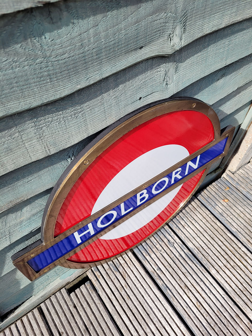 Thumbnail: Early London Underground HOLBORN Station 3 part 24" Roundel Enamel Sign