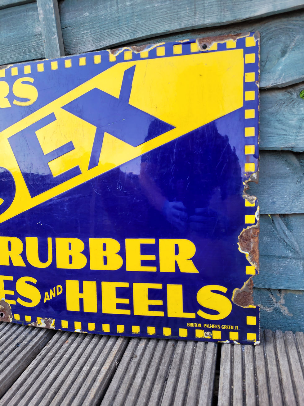 Thumbnail: Genuine Early Repairs & Sussex Rubber Enamel Sign Advertising Sign 36"x 18"