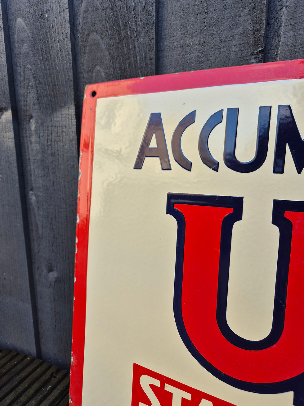 Thumbnail: Genuine 1950s USL ACCUMULATEURS STATION SERVICE enamel sign 23" x 15.5"