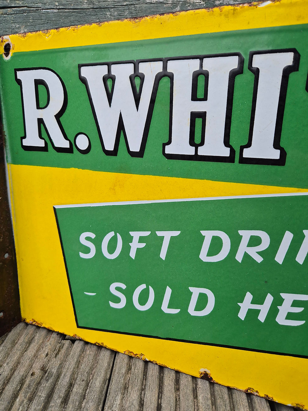 Thumbnail: 1940s Genuine Flange Double sided R.WHITE's Enamel Sign 18" x 12"