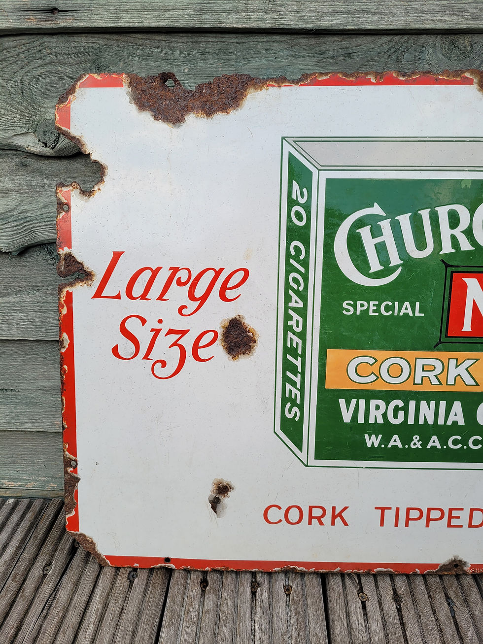 Churchmans Enamel Sign No1 Cork Tipped Virginia Cigarettes Advertising ...