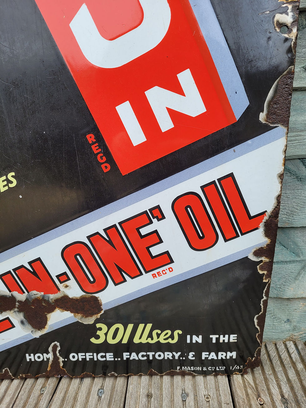 Thumbnail: Early Rare Three in One Enamel Sign 3 in 1 Advertising Sign LARGE 36" x 24"