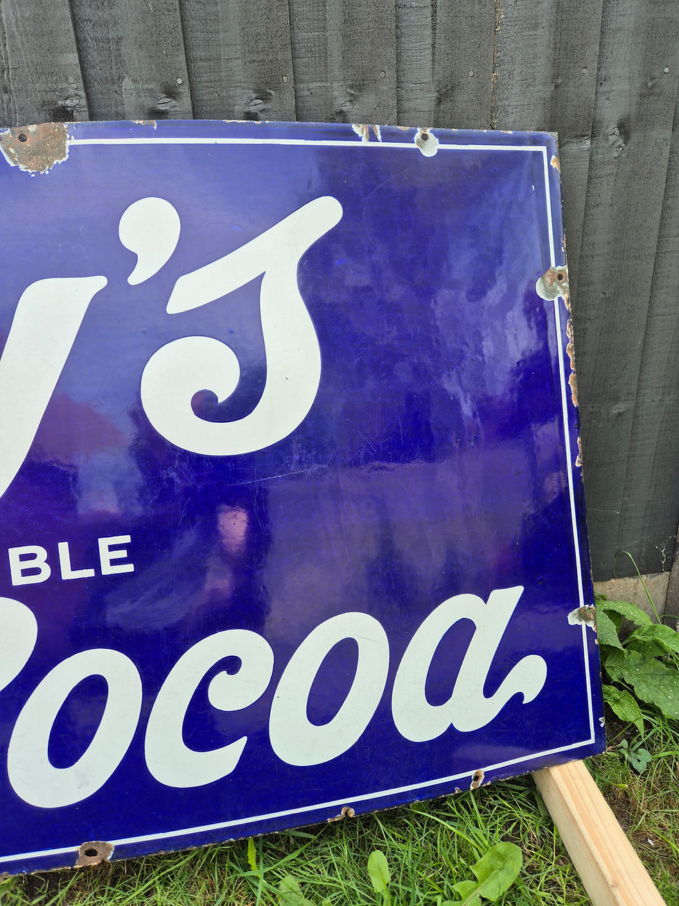 Thumbnail: Genuine 1930's FRY'S BREAKFAST COCOA enamel sign LARGE 55.5" x 26"