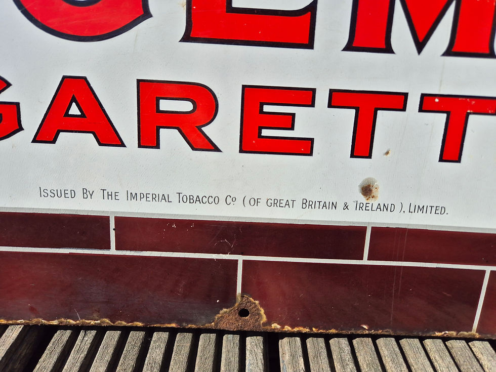 Thumbnail: Original Early RICHMOND GEM CIGARETTES Enamel Sign Advertising LARGE 60" x 18"