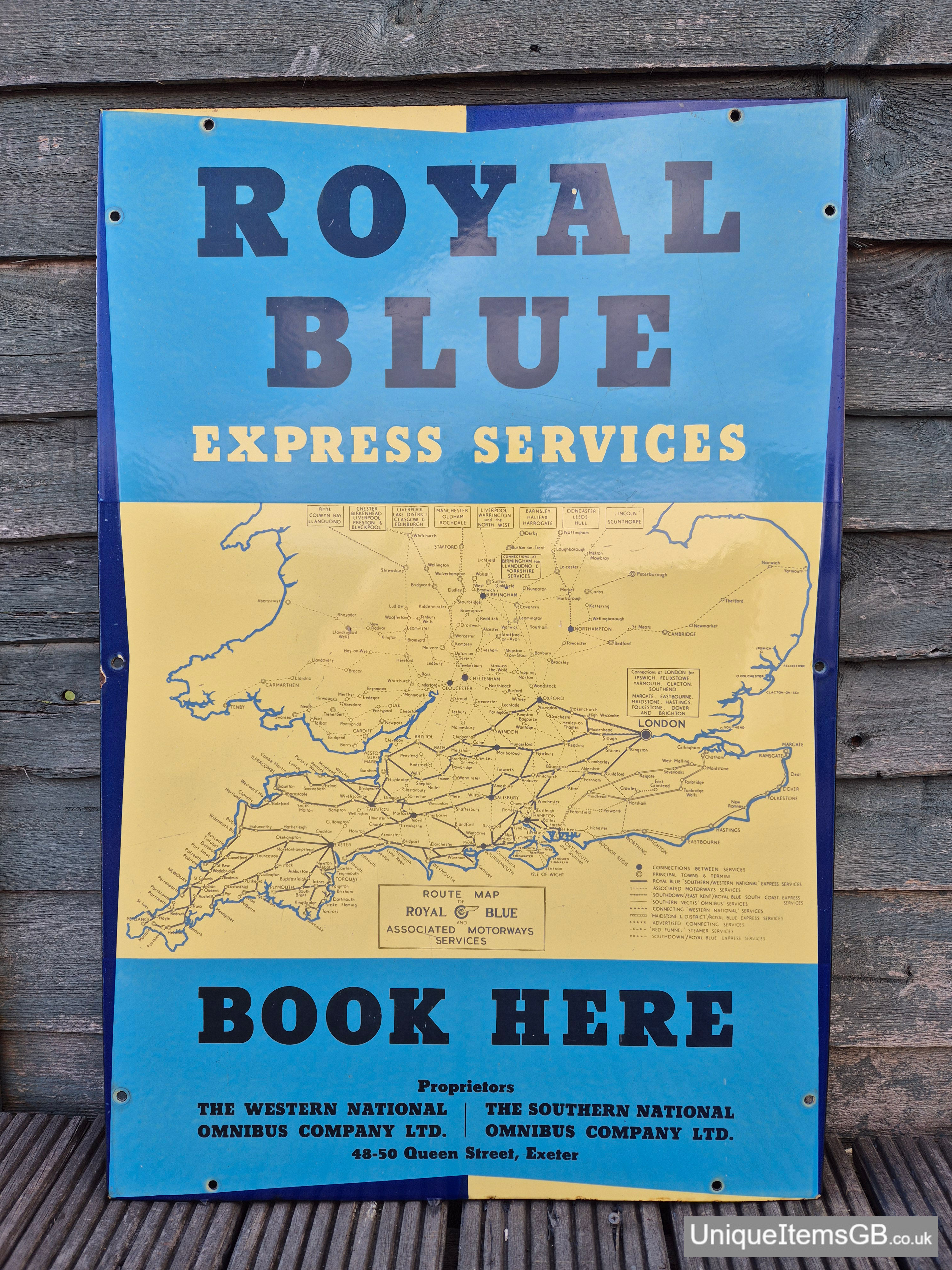 Genuine ROYAL BLUE EXPRESS SERVICES Enamel Sign 30" x 20"