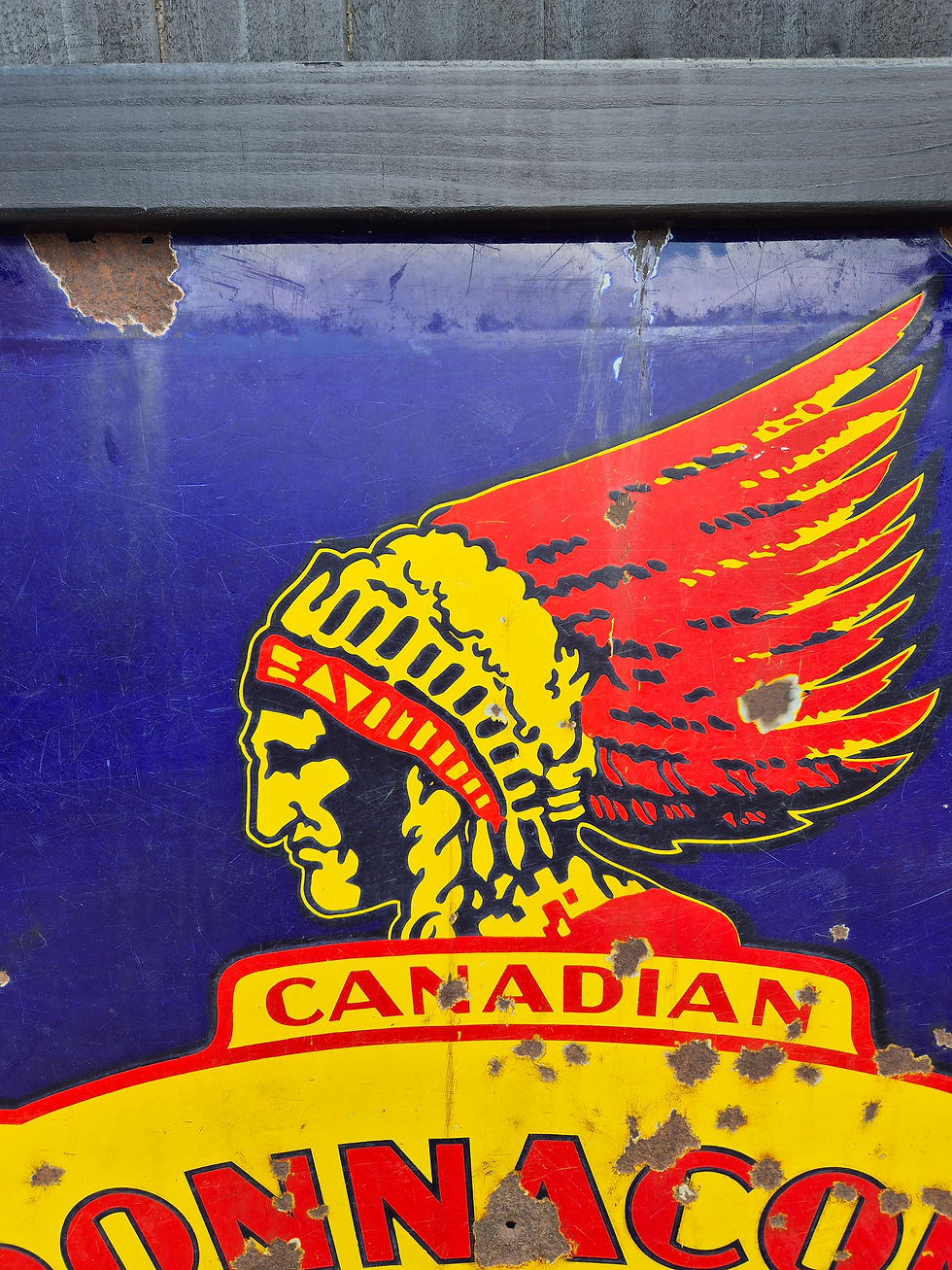 Thumbnail: 1930s DONNACONA CANADIAN single sided porcelain/enamel sign 45” x 38.5” in wood