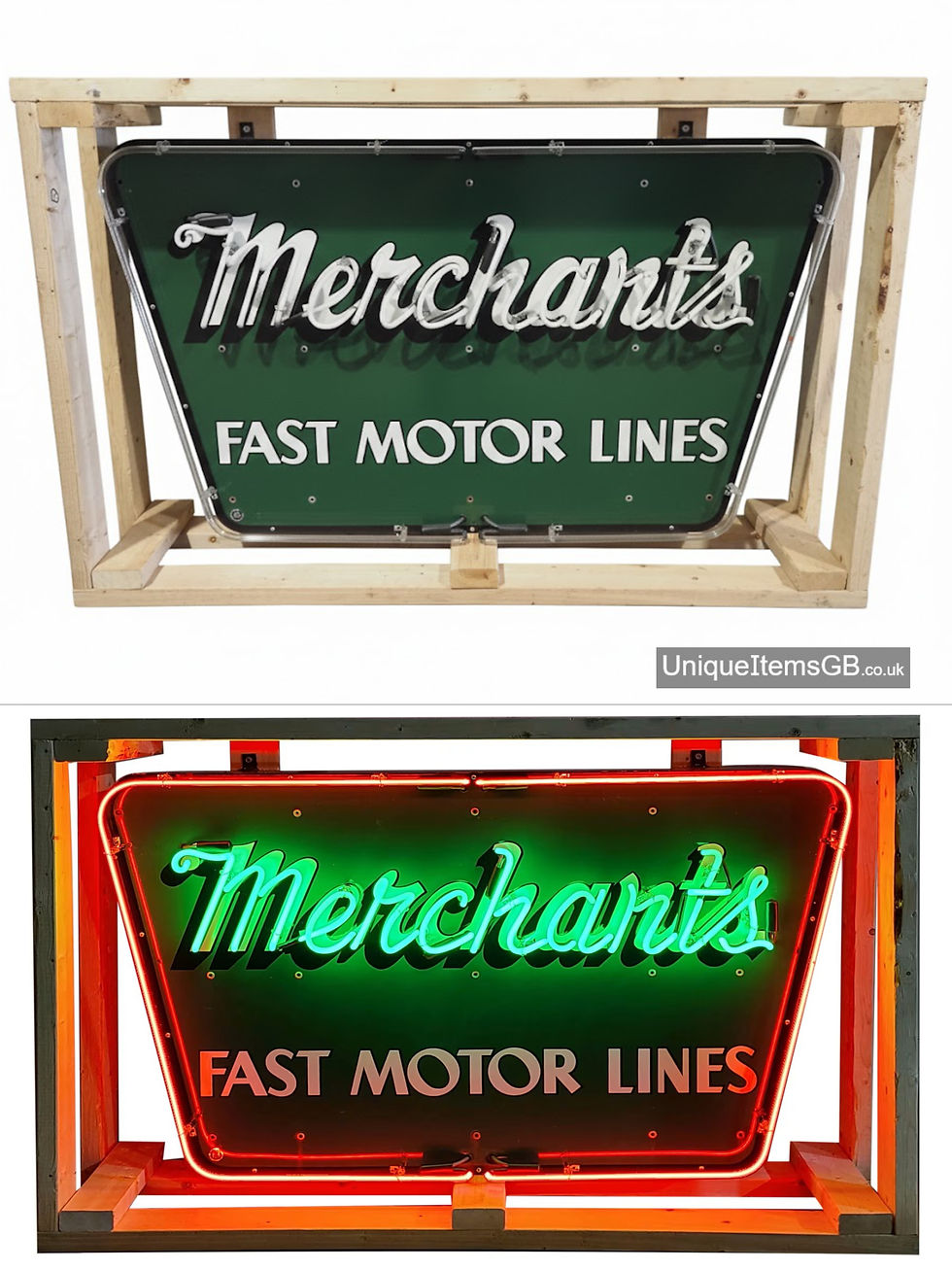 Thumbnail: 1940s MERCHANTS porcelain/enamel sign Repurposed to NEON 51” x 30”