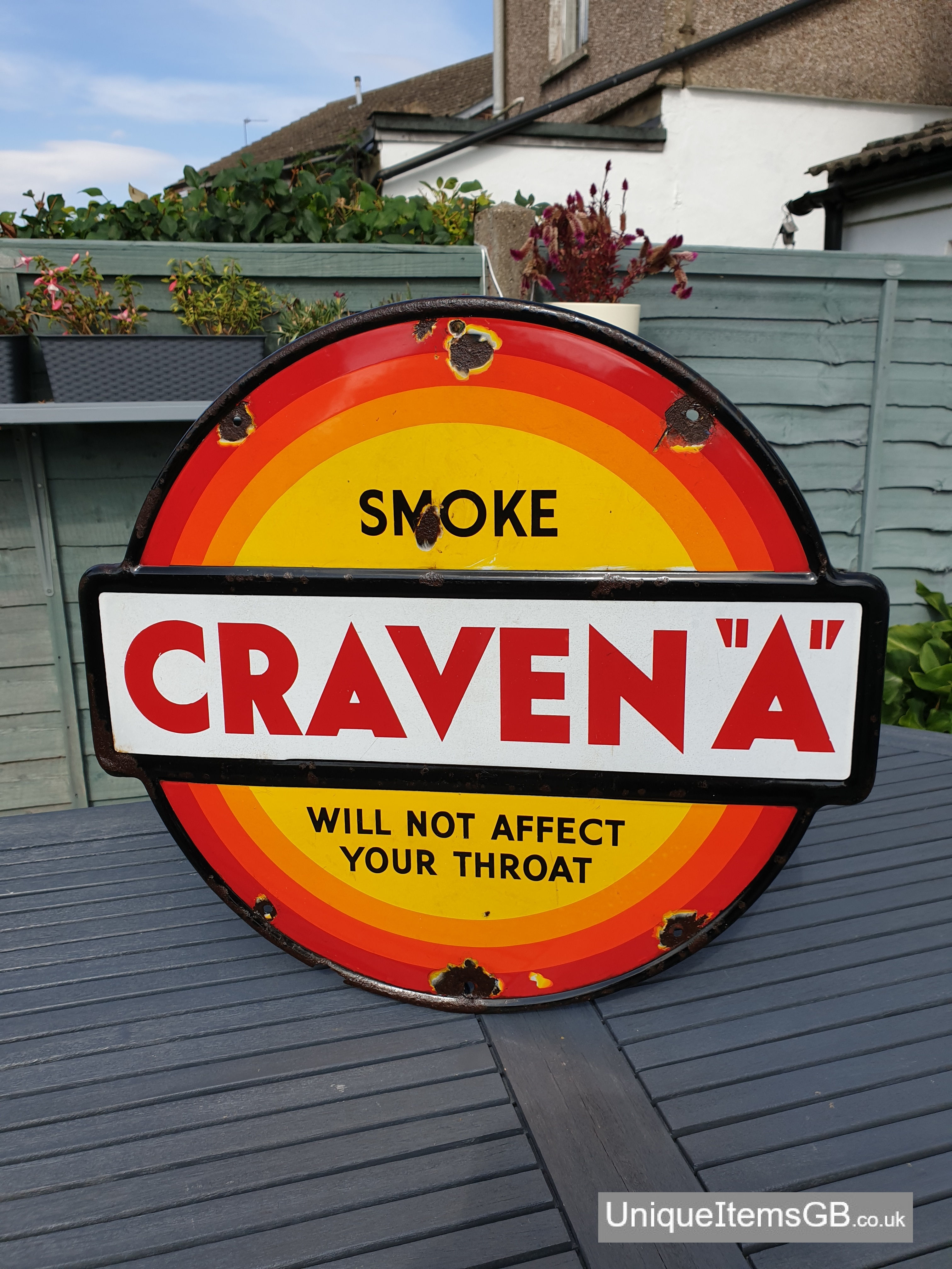 CRAVEN A Smoke Enamel Sign Advertising 24" x 22"