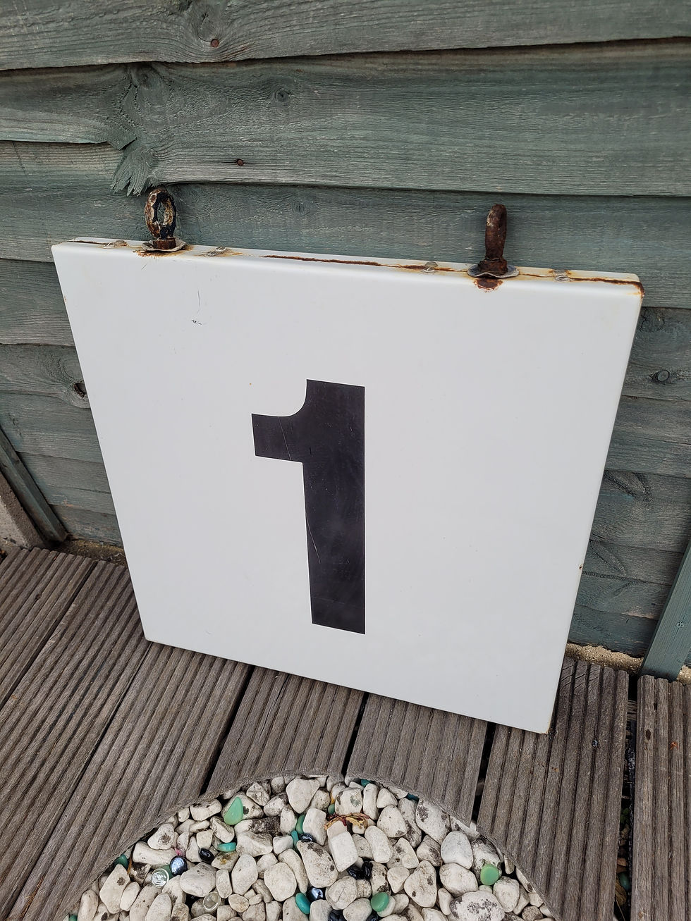 Thumbnail: Early Railway double sided PLATFORM 1 Enamel Sign with hanging eyelets 20" x 20"