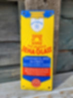 Thumbnail: 1950s JENA GLASS Enamel Sign Advertising Sign 8" x 3"