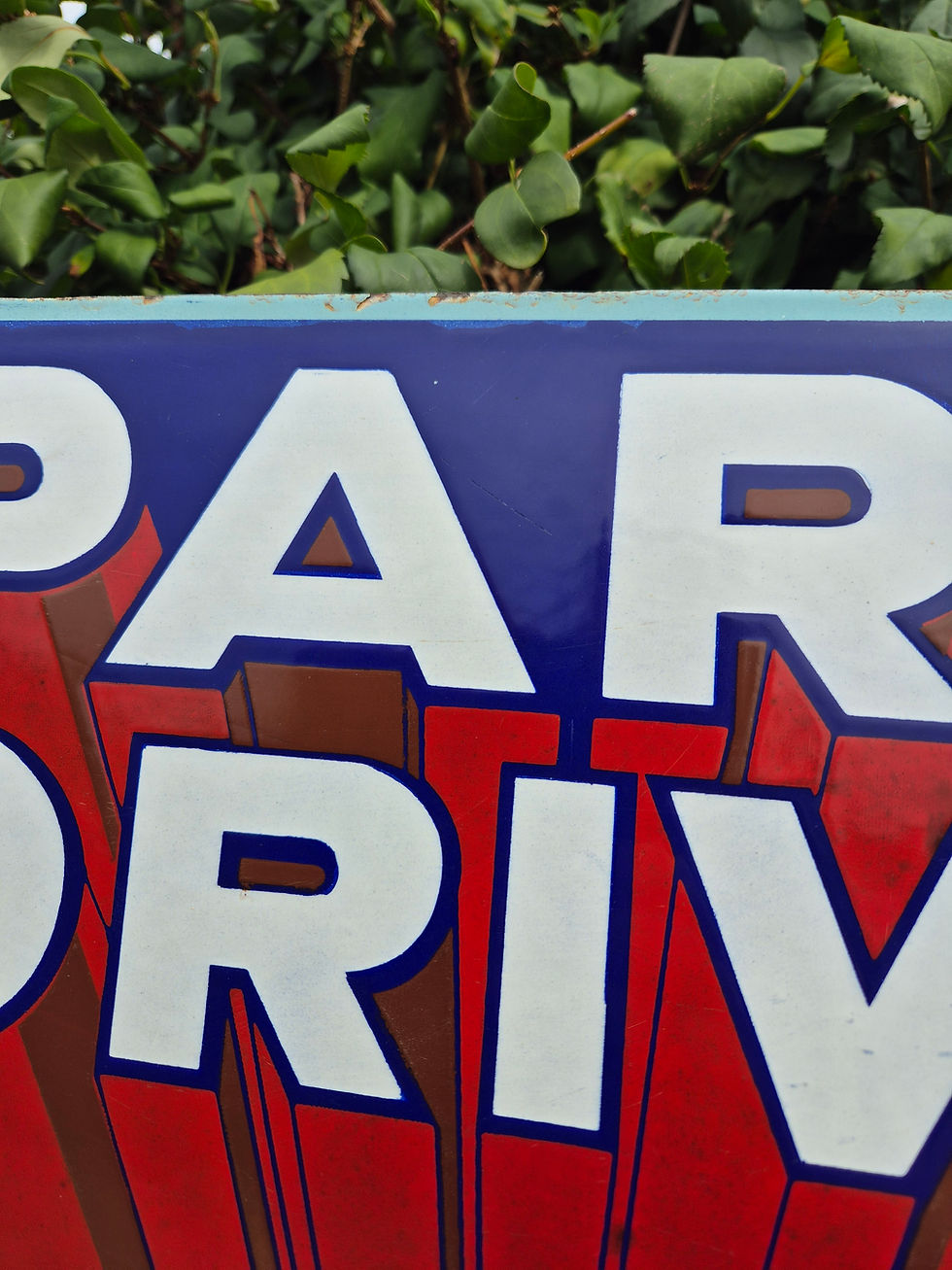 Thumbnail: Genuine 1940s Flange Double sided PARK DRIVE Enamel Sign 16" x 12"