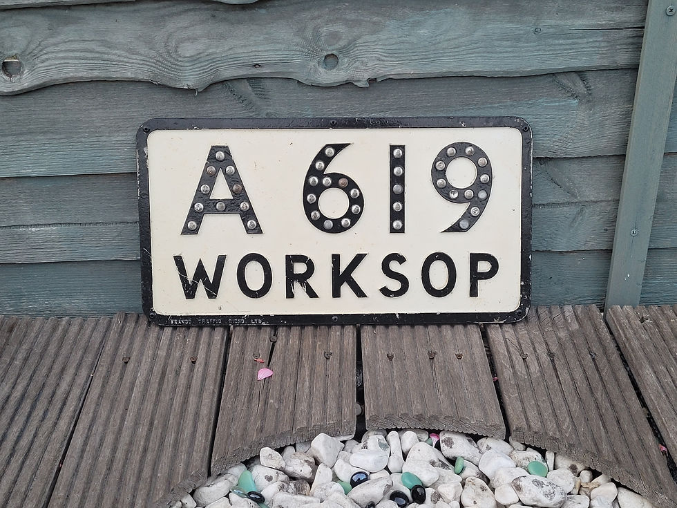 Thumbnail: Pre-Warboys A619 WORKSOP ROAD SIGN with Glass Reflectors by FRANCO