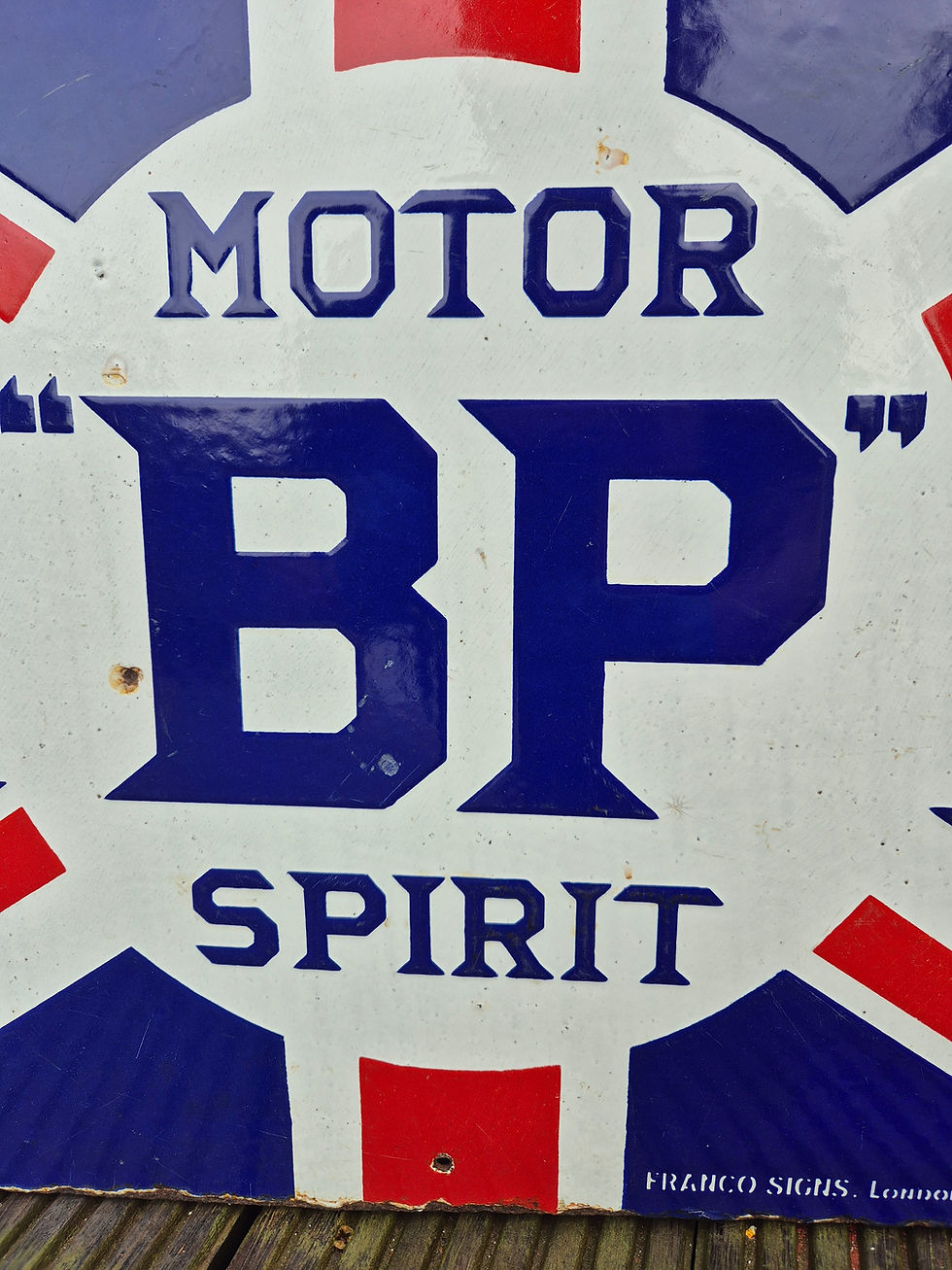 Thumbnail: Genuine 1920s Double Sided Flange MOTOR BP SPIRIT Enamel Sign 24" x 16"