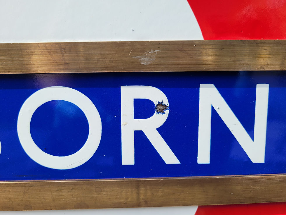 Thumbnail: Early London Underground HOLBORN Station 3 part 24" Roundel Enamel Sign