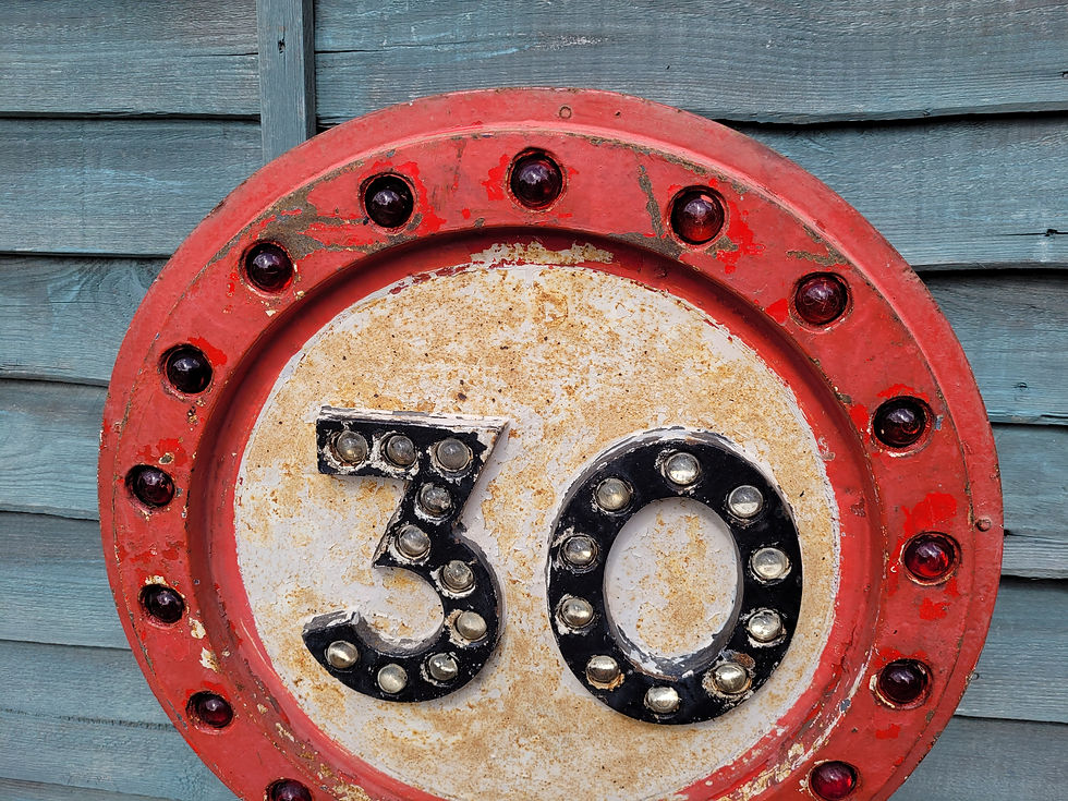 Thumbnail: Pre-Warboys 30mph Road Sign with Glass Reflectors 18"DIA