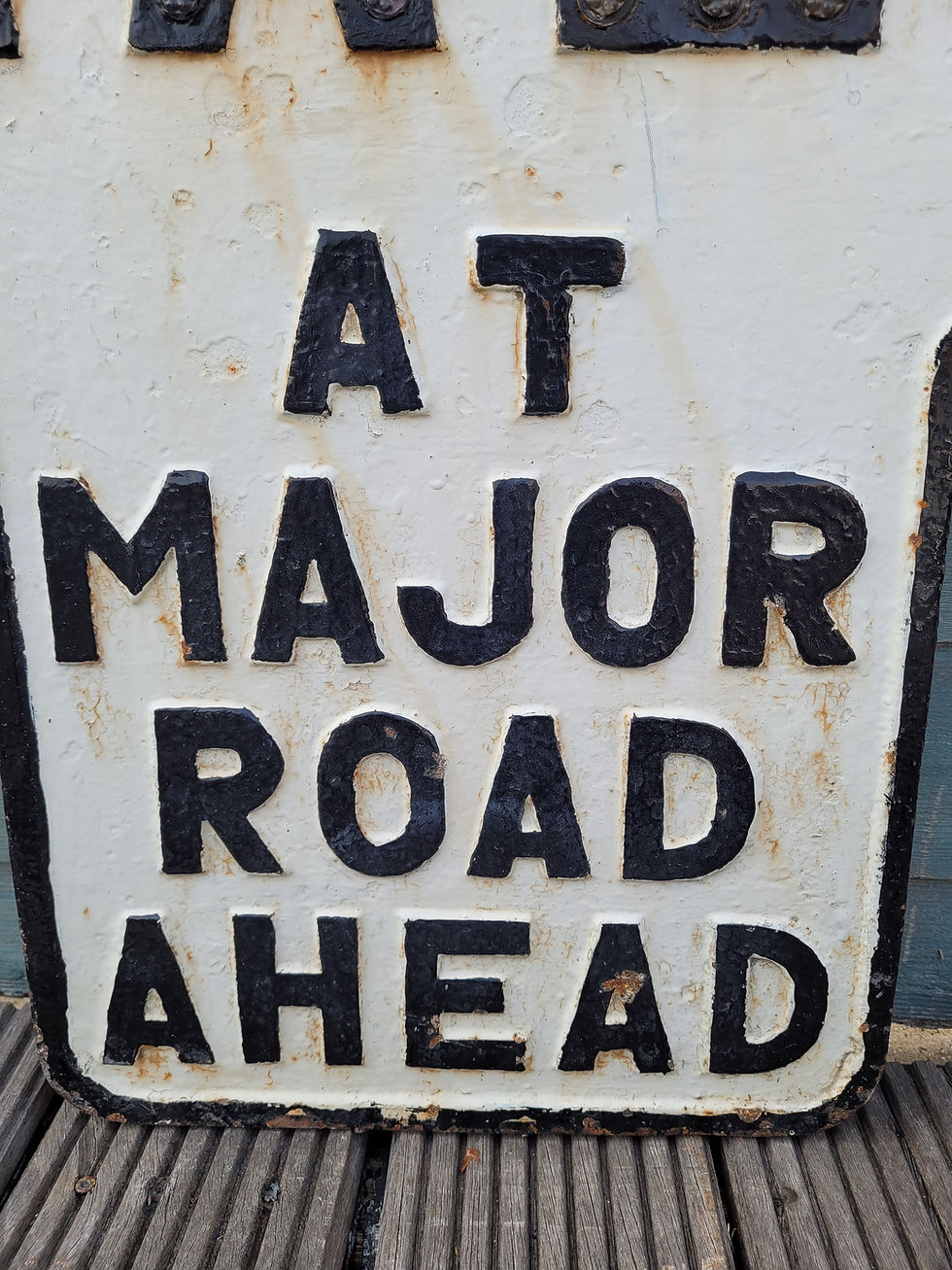 Thumbnail: Early Genuine Pre-Warboys HALT ROAD SIGN with glass reflectors 26" x 24"