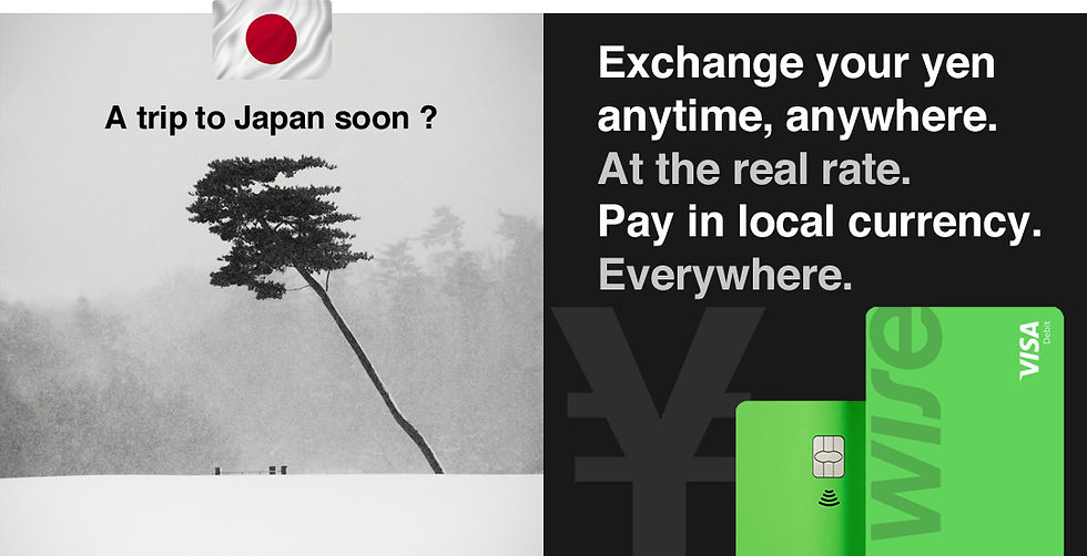 WISE VISA CARD in JAPAN: The best solution for traveling with peace of mind in the entire country. Instantly exchange your YEN at the real exchange rate and pay everywhere in the local currency at no extra cost! Additionally, have your own bank details in 10 other currencies for your international transfers. Get yours here.