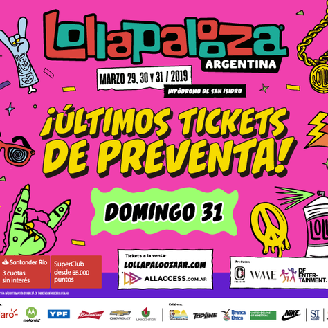 Lollapalooza Argentina 2019: ¡Últimos tickets de preventa para el día 3!