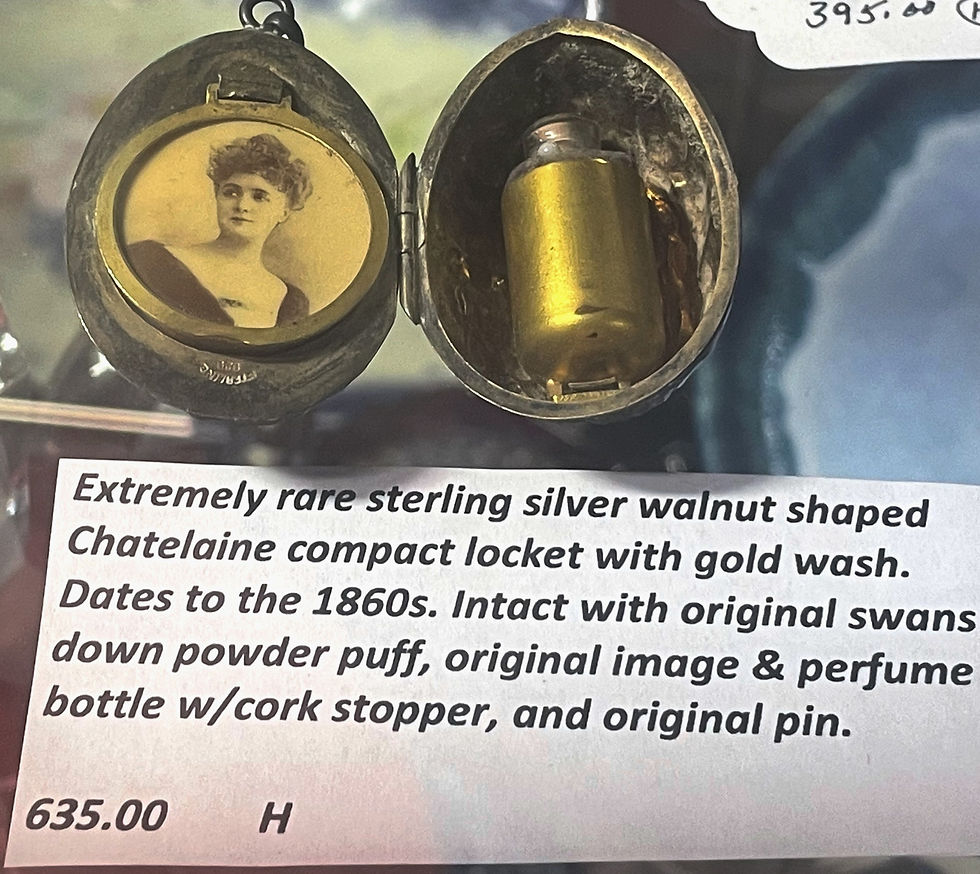 Rare Sterling Silver Chatelaine Compact Locket