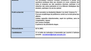 [Recrutement] Stage - Contentieux des affaires - 1er semestre 2025