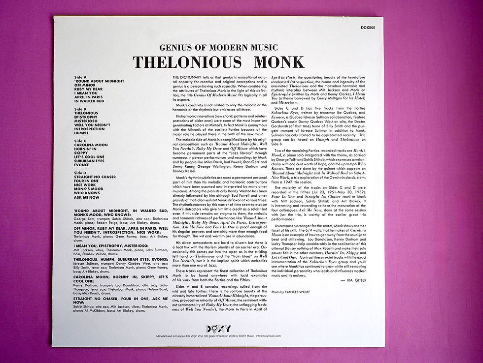 サムネイル： THELONIOUS MONK / GENIUS OF MODERN MUSIC