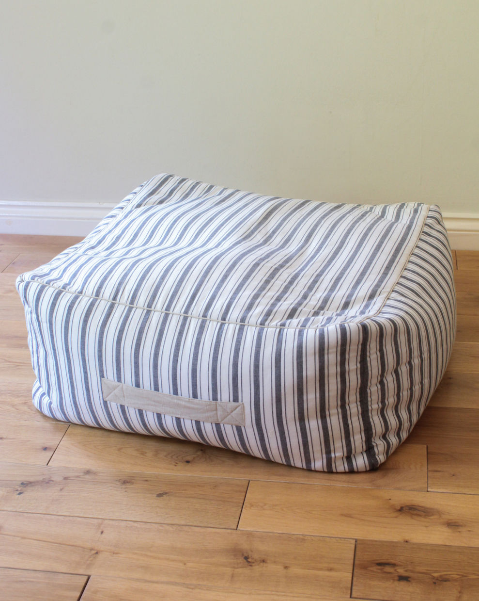 New Charcoal Stripe Square Pouffe/Beanbag