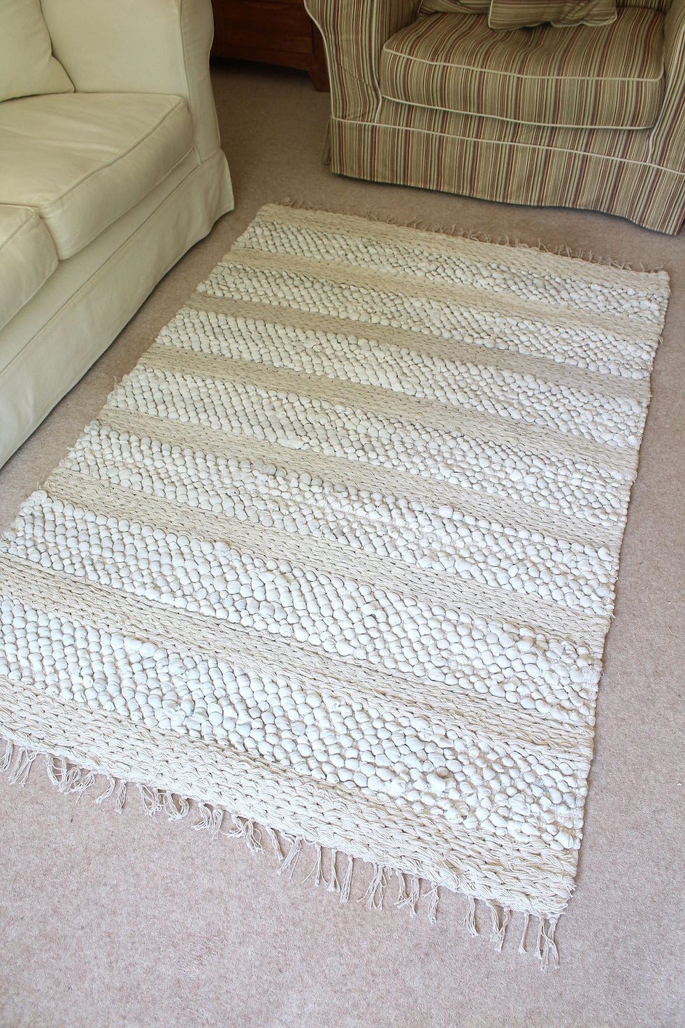 Thumbnail: New Natural Cotton Braided & Bobble Rug