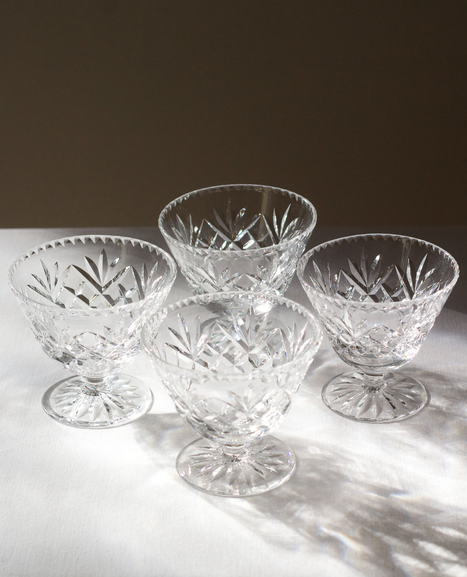 Vintage Crystal Glass Dessert Bowls - Set of 4