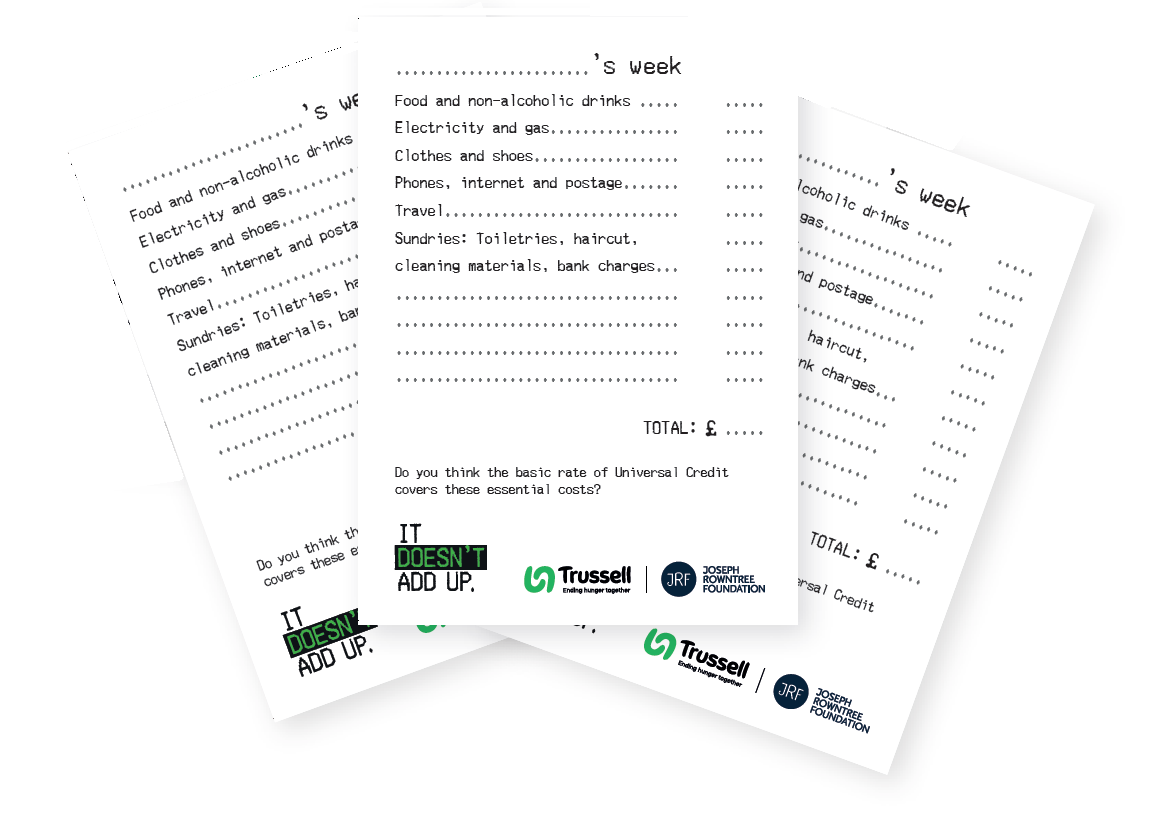 RFC It Doesn’t Add Up Cards: Consider the reality of living on Universal Credit